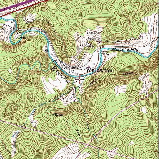 Topographic Map of Willowton Christian Church, WV