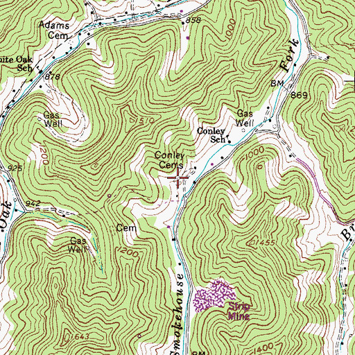 Topographic Map of Conley Cemetery, WV