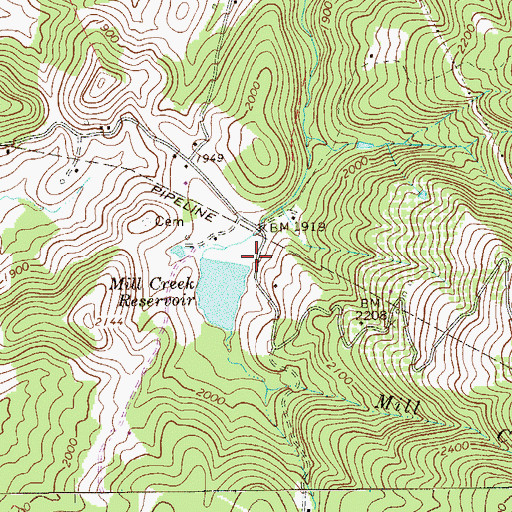 Topographic Map of Town of Belington Water Supply Dam, WV