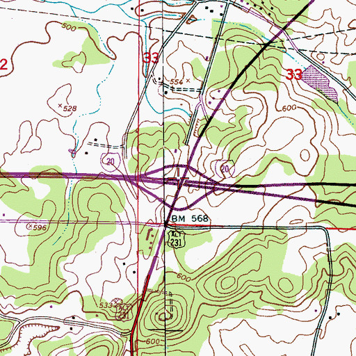 Topographic Map of Interchange 168, AL