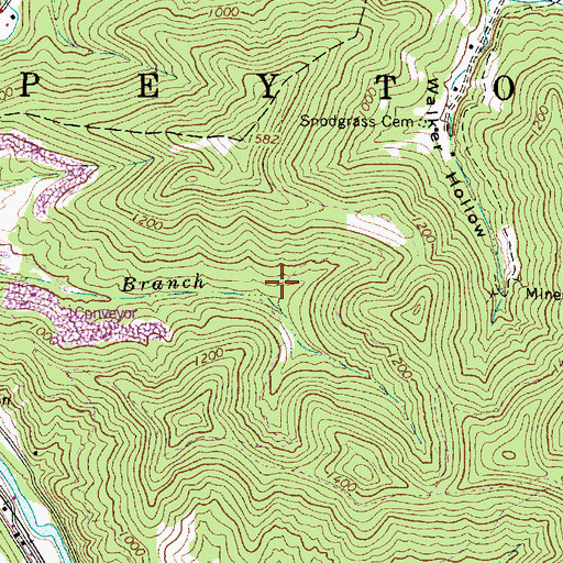 Topographic Map of Curtis Branch Dam, WV