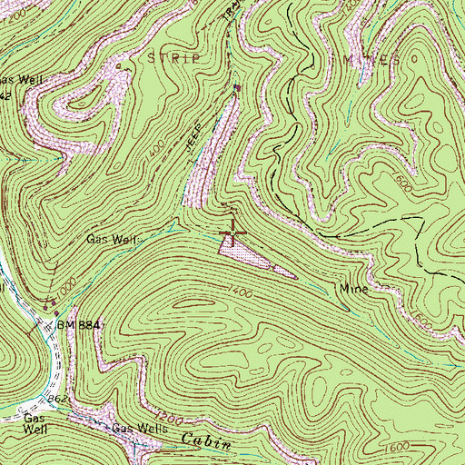 Topographic Map of Chesterfield Mine Siltation Pond, WV