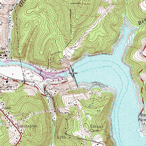 Topographic Map of Sutton Dam, WV