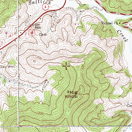 Topographic Map of Saltlick Creek Structure Number Four Dam, WV