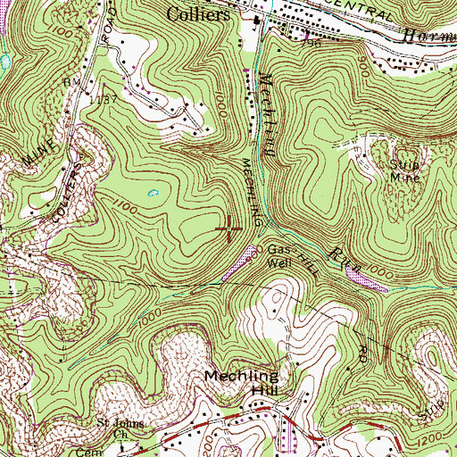 Topographic Map of Harmon Creek Structure Number Three Dam, WV