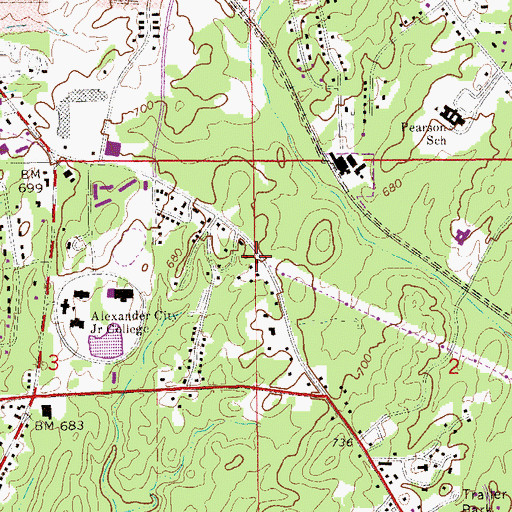 Topographic Map of Bevelle, AL
