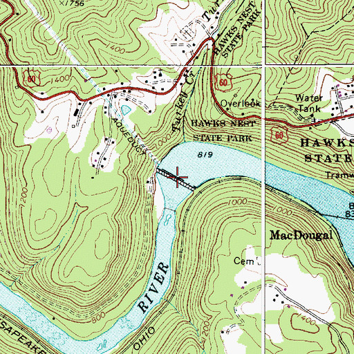Topographic Map of Gauley Junction Dam, WV