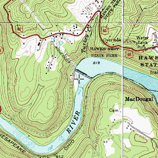 Topographic Map of Hawk Lake, WV