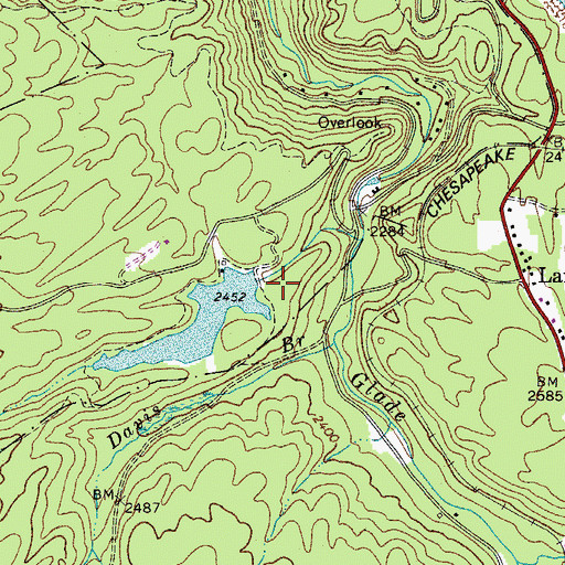 Topographic Map of Babcock State Park Lake Number One Dam, WV
