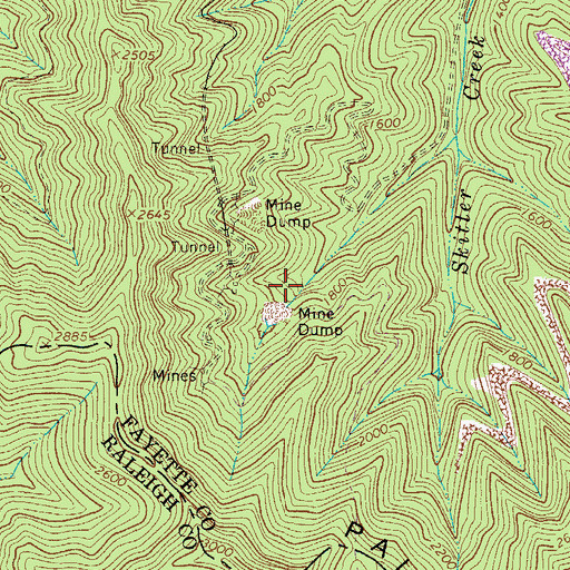 Topographic Map of Skitter Creek Dam, WV