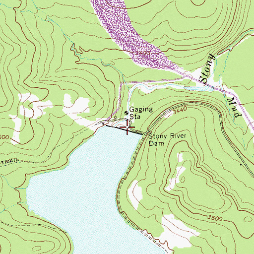 Topographic Map of Stony River Dam, WV