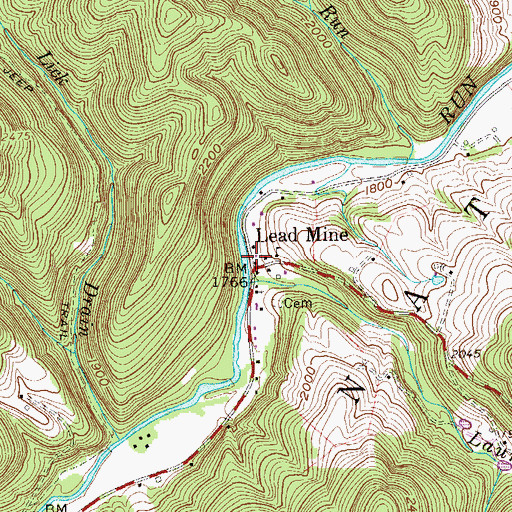Topographic Map of Lead Mine, WV