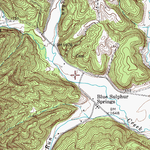Topographic Map of Blue Sulphur Spring, WV