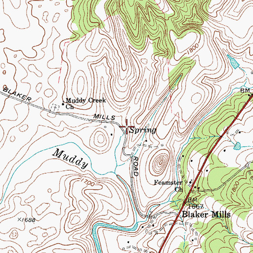 Topographic Map of David Nash Spring, WV