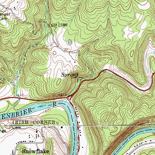 Topographic Map of Davis Spring, WV