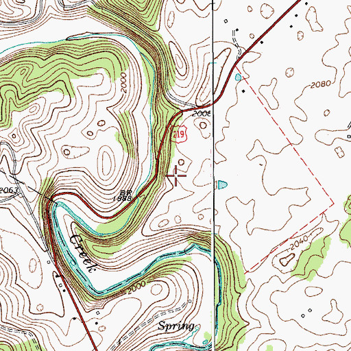 Topographic Map of Highway Spring, WV