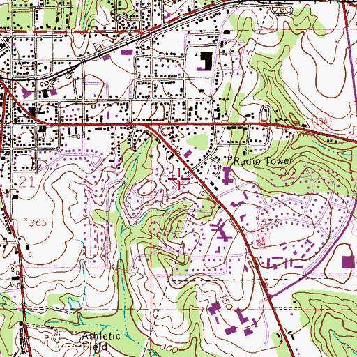 Topographic Map of Green Acres, AL