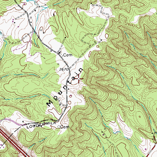 Topographic Map of Mrs Cochran Spring, WV