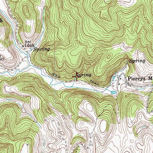 Topographic Map of Piercy Spring, WV