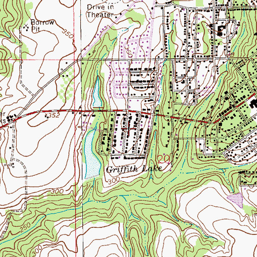Topographic Map of Griffin Heights, AL