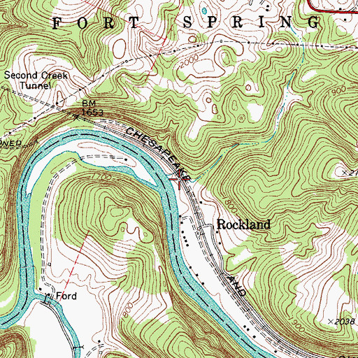 Topographic Map of Rockland Spring, WV