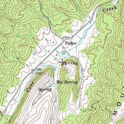 Topographic Map of Cove Creek Spring, WV