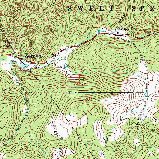 Topographic Map of Dropping Lick Spring, WV