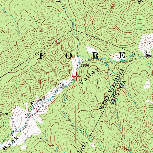 Topographic Map of Ewin Run Spring, WV