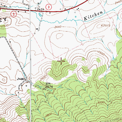 Topographic Map of Kitchen Creek Spring, WV