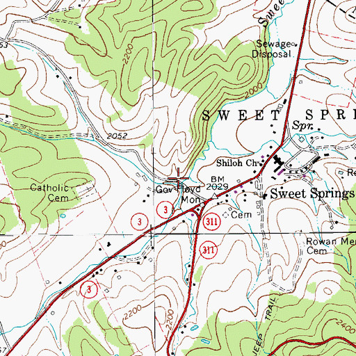 Topographic Map of Lynnside Spring, WV
