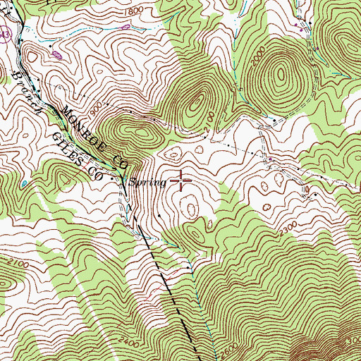 Topographic Map of Red Sulphur Spring, WV