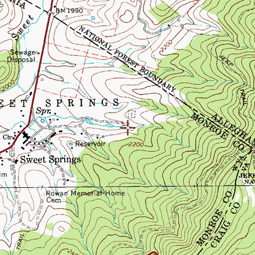 Topographic Map of Rowan Memorial Home Spring, WV