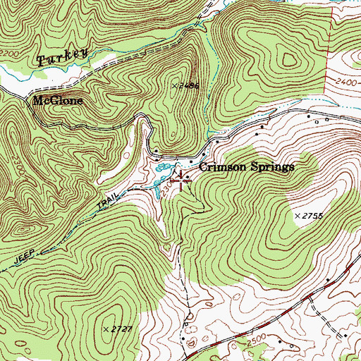 Topographic Map of Turkey Creek Spring, WV