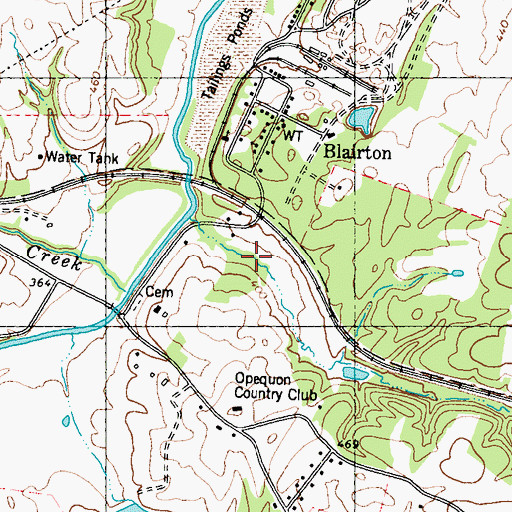 Topographic Map of Blairton Spring, WV