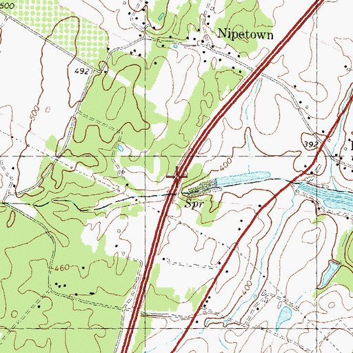 Topographic Map of Dennis Farm Spring, WV