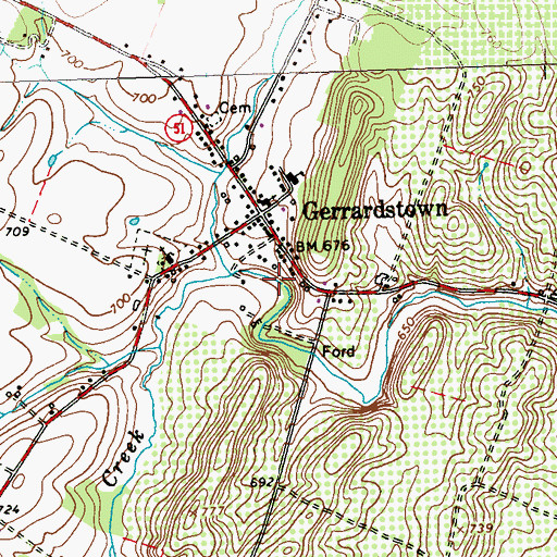 Topographic Map of Grey Spring, WV