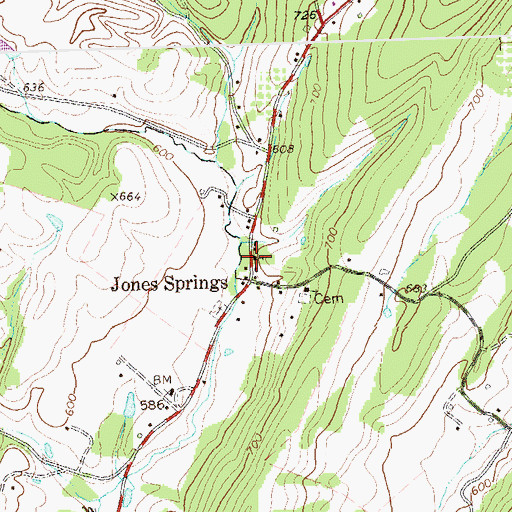 Topographic Map of Jones Spring, WV