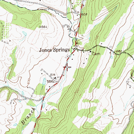 Topographic Map of Kitchen Spring, WV