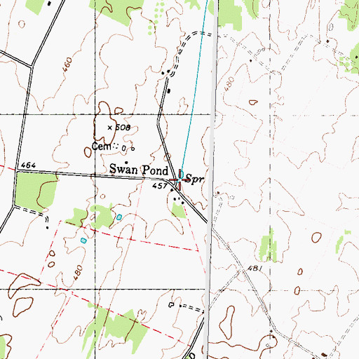 Topographic Map of Swan Pond Spring, WV