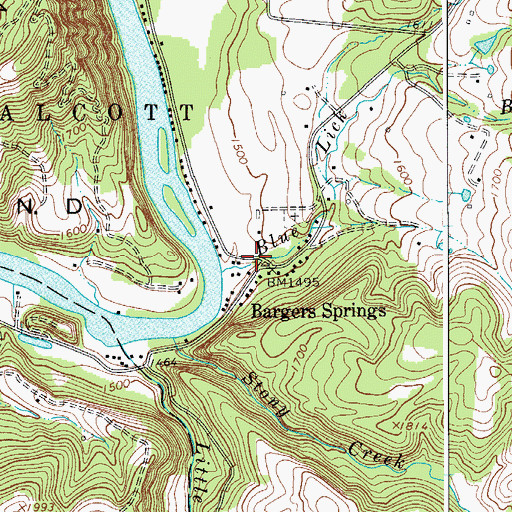 Topographic Map of Bargers Spring, WV