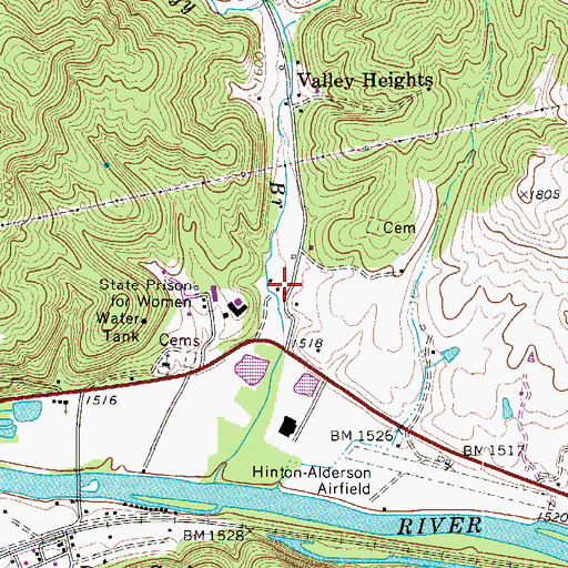 Topographic Map of Pence Spring, WV