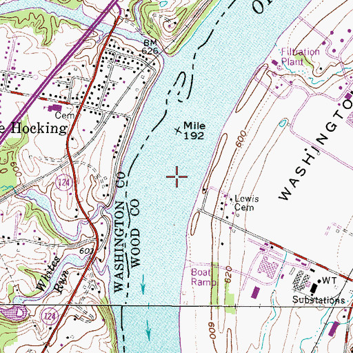 Topographic Map of Lock and Dam Number 19, WV