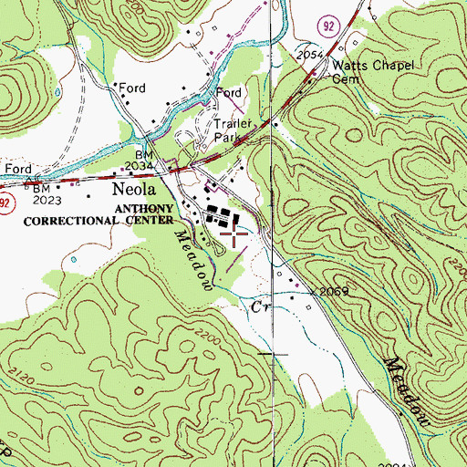 Topographic Map of Anthony Correctional Center, WV