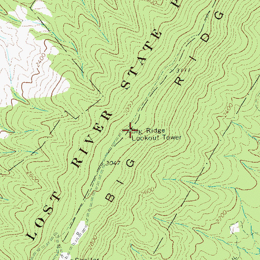 Topographic Map of Big Ridge Lookout Tower, WV
