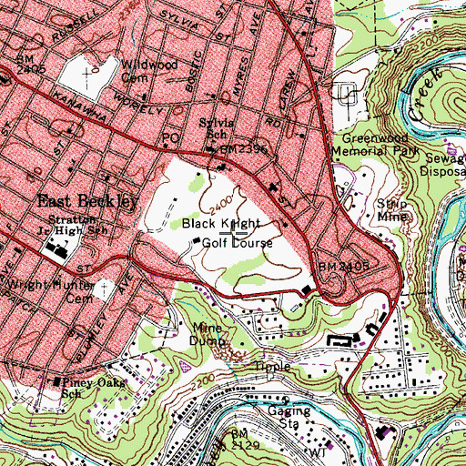 Topographic Map of Black Knight Golf Course, WV