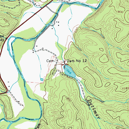Topographic Map of Dam Number 12, WV