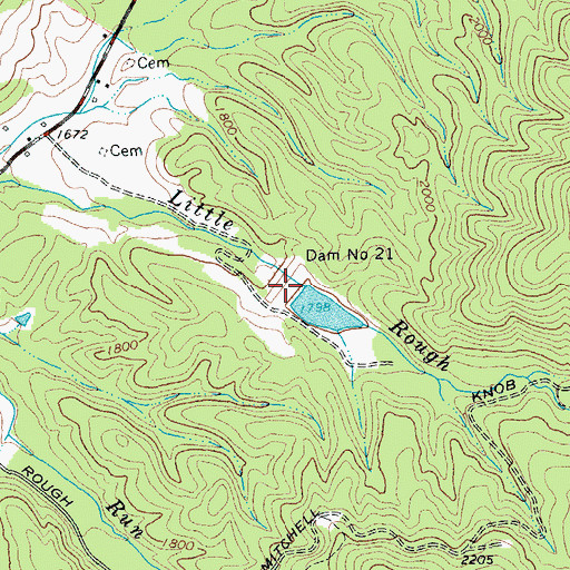 Topographic Map of Dam Number 21, WV