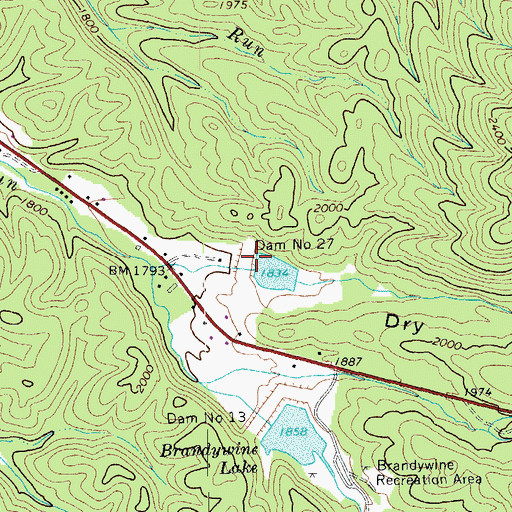 Topographic Map of Dam Number 27, WV
