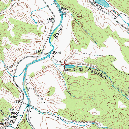 Topographic Map of Dam Number 32, WV