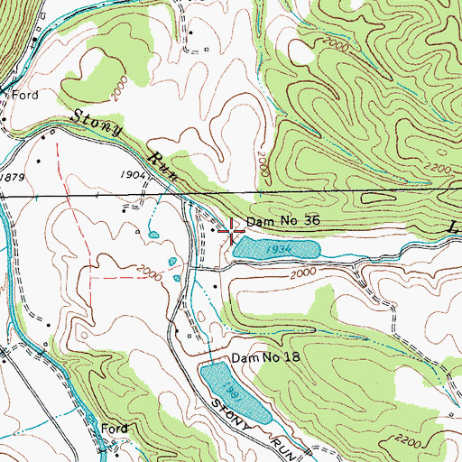 Topographic Map of Dam Number 36, WV